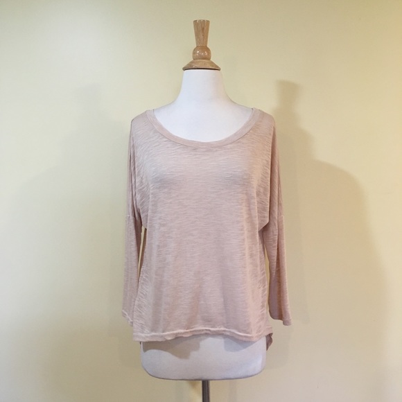 Burnout Knit High Low Dolman Sleeve Top Sand Beige - Picture 2 of 5